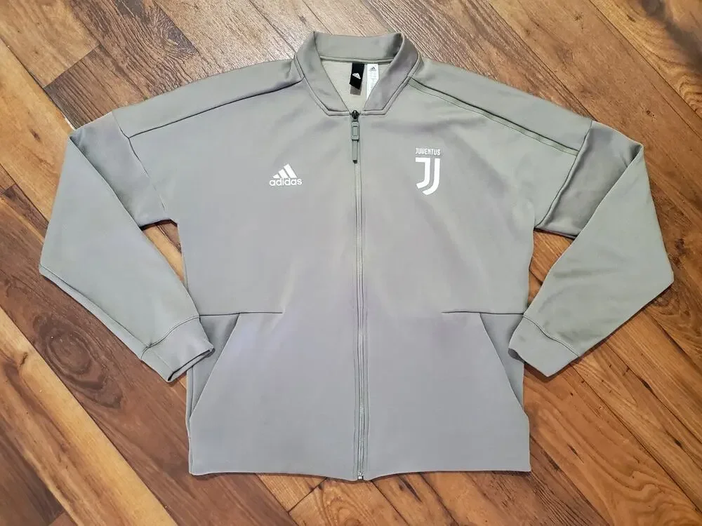 Adidas Men's Large Juventus F.C. Soccer Club Full Zip Long Sleeve Jacket Gray